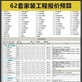 原创62套家装工程预算表