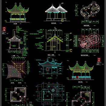 原创2019套亭凉亭CAD素材