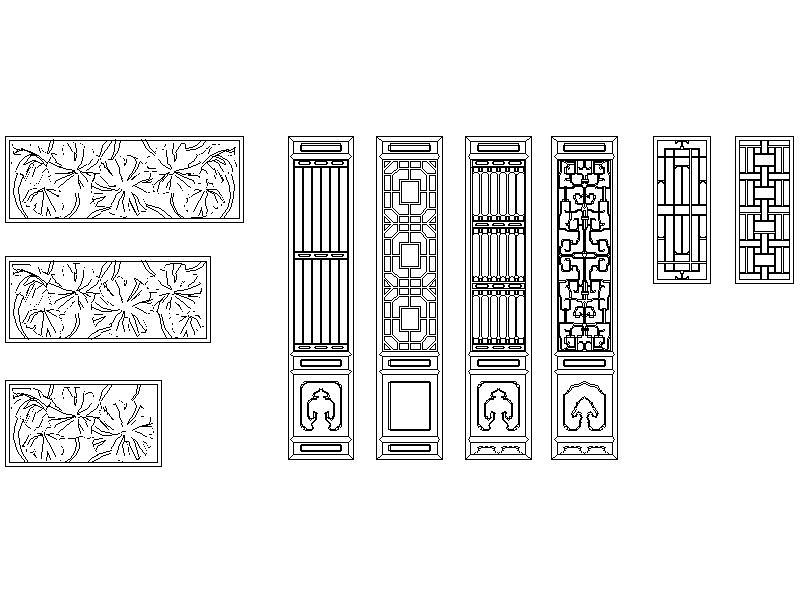 cad古建筑门<a href=https://www.yitu.cn/sketchup/chuang/index.html target=_blank class=infotextkey>窗</a>及围墙图库