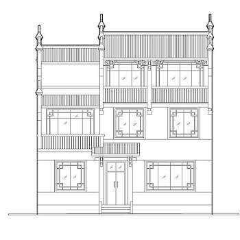 [湖南]湘西马头墙三层吊脚住宅楼建筑施工图