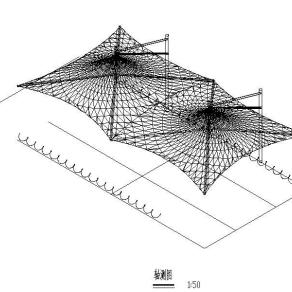 膜结构自行车棚结构施工图（图纸齐全）3D模型