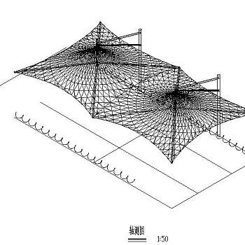 膜结构自行车棚结构施工图（图纸齐全）