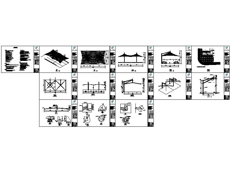 膜结构<a href=https://www.yitu.cn/sketchup/zixingche/index.html target=_blank class=infotextkey><a href=https://www.yitu.cn/su/7090.html target=_blank class=infotextkey>自行车</a></a>棚结构施工图（<a href=https://www.yitu.cn/su/7937.html target=_blank class=infotextkey>图纸</a>齐全）