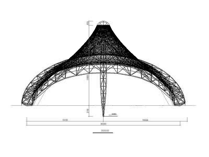 骨架支撑式景观膜结构施工图（2012含基础）