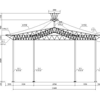 某公园六角形钢膜结构工程施工图（CAD）