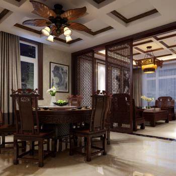 中式别墅客厅组合3D模型