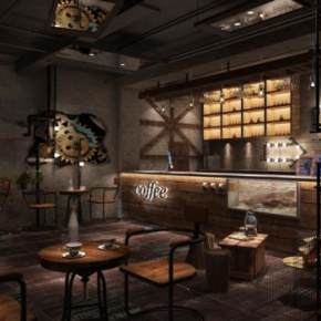 工业风格咖啡厅3D模型