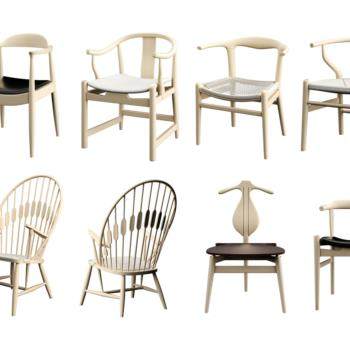 现代中式椅子组合3D模型