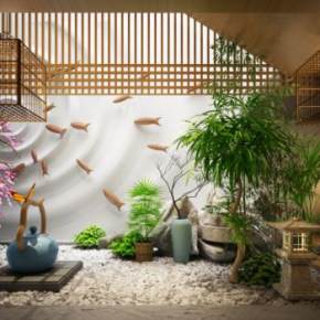 新中式庭院 户外休闲3D模型