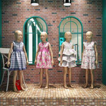 儿童服装精品厨窗模特3D模型
