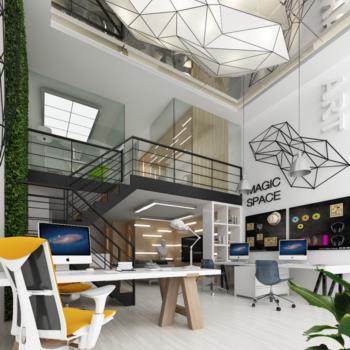 现代loft办公室3D模型