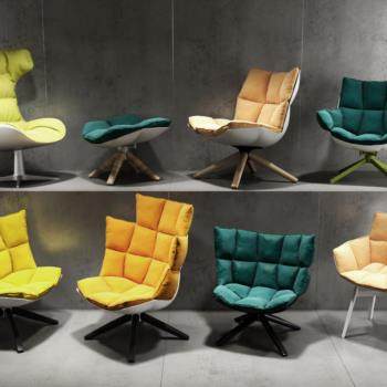 现代布艺椅子组合3D模型