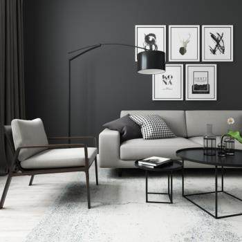 现代北欧组合沙发休闲椅茶几组合3D模型
