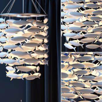 现代小鱼吊灯组合3D模型