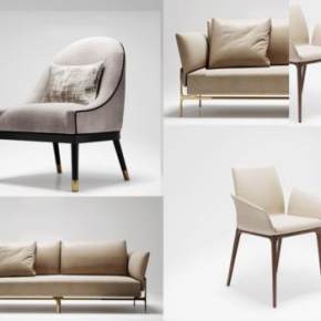 现代沙发椅子组合3D模型