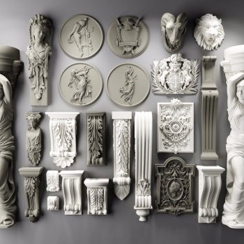 欧式人物雕花石膏组合3D模型