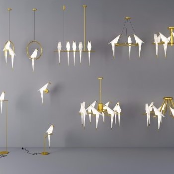 现代千纸鹤灯具组合3D模型