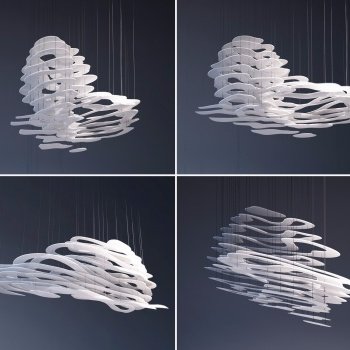 别墅酒店会所抽象云朵吊灯3D模型