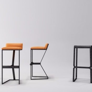 现代铁艺吧椅3D模型