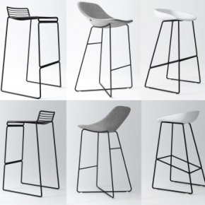现代吧椅组合3D模型