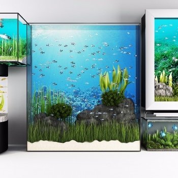 现代鱼缸水族馆组合3D模型