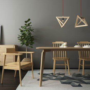 北欧餐桌椅 3D模型