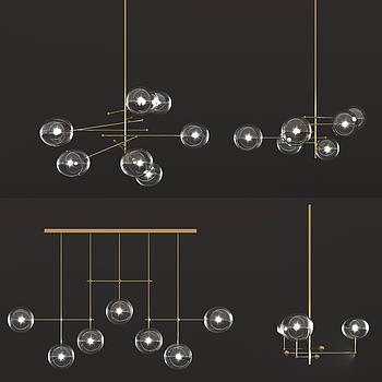 现代简约灯具组合3D模型