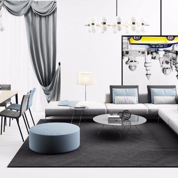 现代沙发茶几餐桌椅3D模型