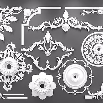 欧式石膏雕花组合3D模型
