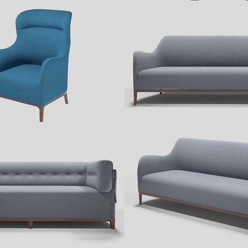 U+提香系列现代 新中式沙发组合3D模型
