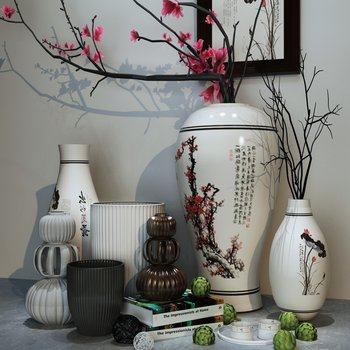 中式陶瓷花瓶3D模型