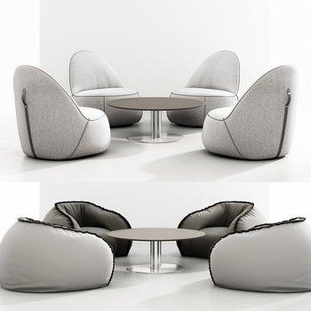 现代单人沙发桌子茶几组合3D模型