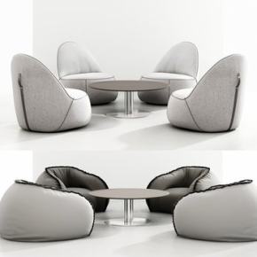 现代单人沙发桌子茶几组合3D模型