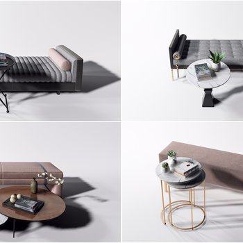 现代沙发凳茶几组合3D模型