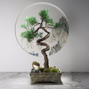 中式松树盆景3D模型