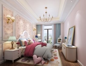 欧式女儿房卧室空间3D模型