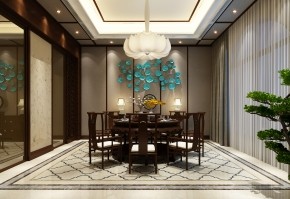 中式餐厅圆形餐桌椅3D模型