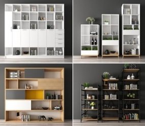 现代装饰柜书柜书架组合3D模型