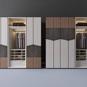 现代实木衣柜 3D模型