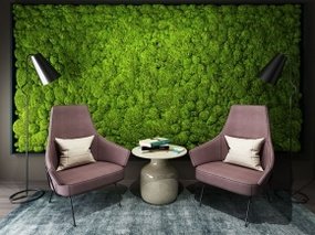 现代休闲沙发茶几植物墙组合3D模型