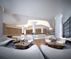 现代红酒展厅休闲中心接待区3D模型