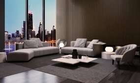 现代沙发台灯茶几组合3D模型