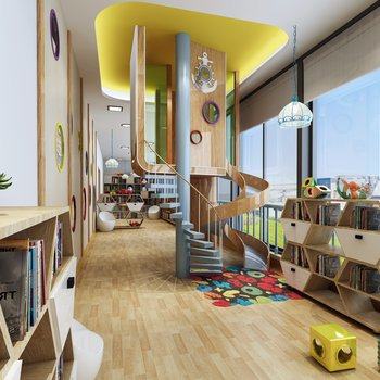现代幼儿园活动室阅览室3D模型