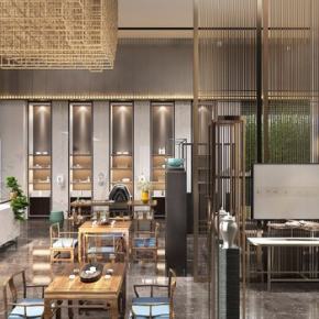 新中式酒店茶室3D模型