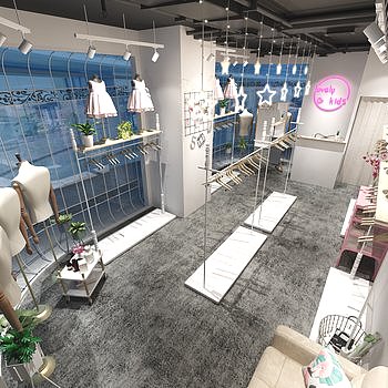 北欧儿童服装店铺3D模型