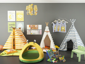现代儿童帐篷床组合3D模型