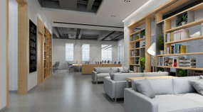 现代敞开式办公室休息区3D模型