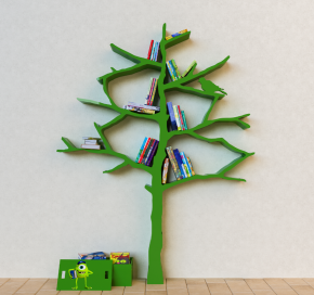 现代实木树形儿童书架3D模型