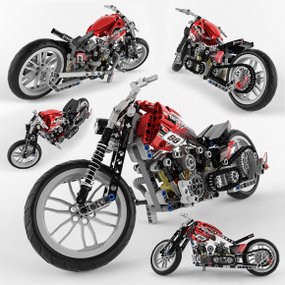 现代乐高摩托机车玩具3D模型