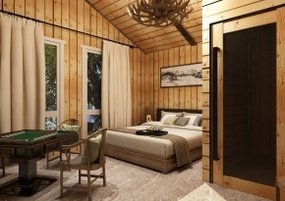 现代别墅小木屋卧室组合3D模型